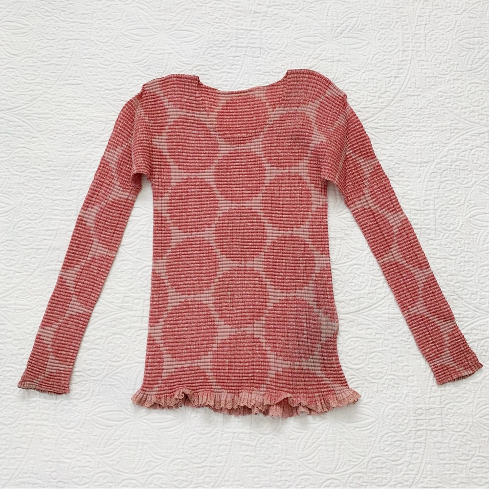 Issey Miyake Pleated Scoop Neck Printed Top